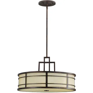 Elstead Lighting Hängeleuchte , Bronzefarben , Metall, Glas , 38.1 cm , Grüner Punkt, RoHS , Lampen & Leuchten, Innenbeleuchtung, Hängeleuchten, Pendelleuchten