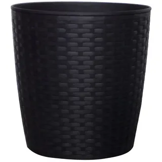 Dehner Kunststofftopf, Ø 38 cm, Höhe 39 cm, Polyrattanoptik, schwarz