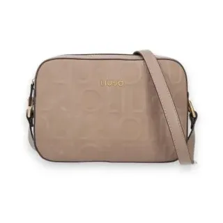 Liu Jo für Damen. AF6211-E1139 Mittelgroße Umhängetasche mit beigem Logo (OSFA), Lässig, Polyester