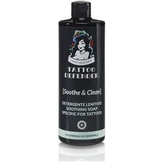 Tattoo Defender – Soothe & Clean 500 ml – Beruhigender Und Antibakterieller Reiniger – Garantiert Perfekte Hygiene – Reduziert Rötungen und Reizungen – Dermatologisch getestet