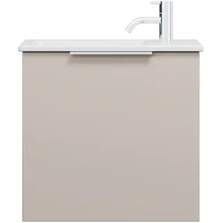 burgbad Eqio Slim Keramik-Waschtisch inklusive Waschtischunterschrank, 520x310x500mm, SGZJ052F6583C0001G0146, Farbe: Lichtgrau Matt / Lichtgrau Matt, Griff Chrom G0146