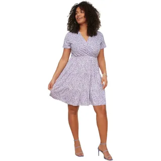 TRENDYOL Damen Women A-line Knit Dress Plus Size Mini Slim Fit Strickkleid In Übergröße, Flieder, XXL Große Größen EU