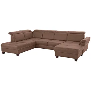 Home affaire Wohnlandschaft »Solvei U-Form« Sitztiefenverstellung und Federkern, wahlweise Kopfteilverstellung, braun