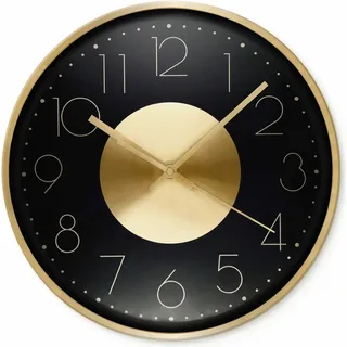 Wall-Art Wanduhr Modern Aluminium Ø 30 cm Gold-Schwarz