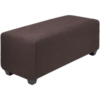 PiccoCasa Hochelastischer Ottomanen-Bezug mit elastischer Unterseite, weicher Schonbezug, Jacquard-Stoff, klein, kariert, rechteckig, Aufbewahrung, Hocker, Möbelbezüge, Umbra, groß