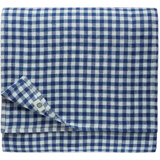 Linen & Cotton Tischdecke Tischtuch Tischwäsche Kariert Landhausstil Estella - 100% Leinen, Weiß Weiss Blau (140 x 220 cm) Festliche Rechteckige Frühling/Home Küche Restaurant Cafe Hotel Gastronomie
