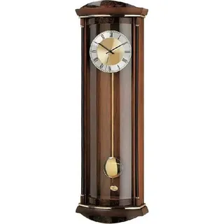 AMS 5080/1 Wanduhr Funk Funkwanduhr mit Pendel Holz nussbaum farben Pendeluhr - Schwarz