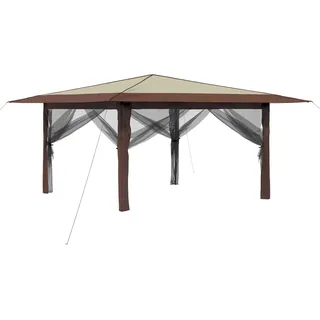 vidaXL Pavillon mit 4 Seitenwänden 4 x 4 m Creme und Braun - Creme