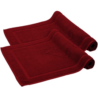 Komfortec 2er Pack Frottee Duschvorleger Set, Badvorleger, Waschbar Badteppich & Duschmatte, 800 g/m2 &100% Baumwolle, Saugfähig & Schnelltrocknend, 50 x 80 cm, Bordeaux Rot