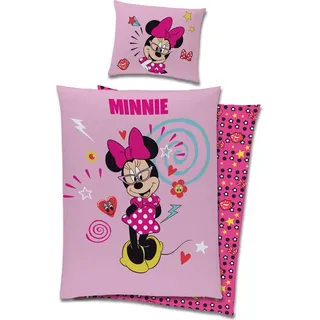 MINNIE MOUSE Bettwäsche 140x200 cm - 70x90 cm, 100% Baumwolle