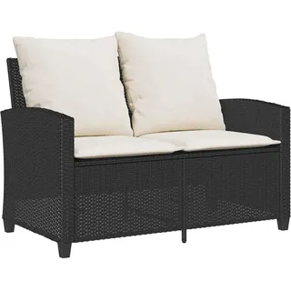 vidaXL Gartensofa 2-Sitzer mit Kissen & Tisch schwarz