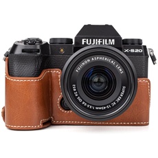MUZIRI KINOKOO Hülle für Fujifilm Fuji XS20/X-S20 Kamera, Retro-Stil PU-Leder Fuji XS20 Schutzhülle mit Handgriff und Öffnungsboden-Design – Braun