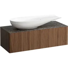 Laufen Il Bagno Alessi Schubladenelement, 1 Hahnloch, Steinplatte Marrone Naturale, Ausschnitt links, 120x50x37cm, zu WT-Schale H81897 4, H432324097, Farbe: Noce Canaletto