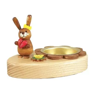 Teelichthalter Osterhäsin mit Herz Höhe ca 6cm NEU Erzgebirge Teelichtständer