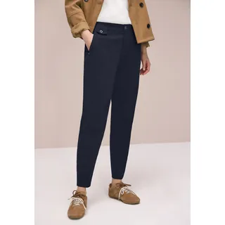 Chinohose STREET ONE, Damen, Gr. 42, Länge 28, tiefblau, Web, Obermaterial: 97% Baumwolle, 3% Elasthan. Futter: 100% Polyester, unifarben, regular fit lang, Hosen Chinohose, aus Twillstoff