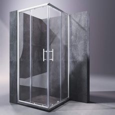 SONNI 800x700x1850mm Duschkabine Eckeinstieg Doppel Schiebetür Echtglas Duschwand