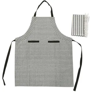 Schürze mit Tasche DKD Home Decor 70 x 1 x 85 cm Grau Baumwolle Weiß Grün