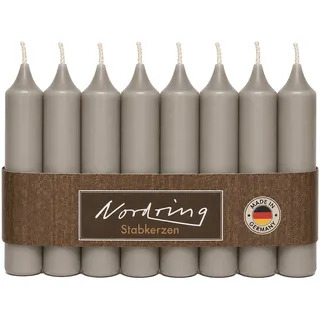 Nordring Stabkerzen, Parfümfrei, Warmes Grau, Höhe 11 cm Ø 22 mm, 8 Stück, für Innen
