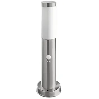 Heitronic Sockelleuchte Edelstahl H:45cm Ø:7,5cm inkl. Bewegungsmelder weiß