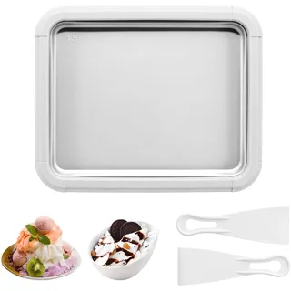 Horuili®DIY-Eiscreme-Pfanne, Eiscreme-Brötchen-Maschine, Instant-Eiscreme-Rolle mit 2 Spateln, Smoothie-Maschine aus Edelstahl