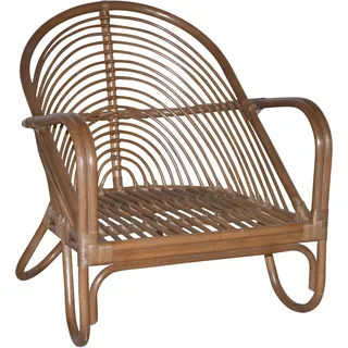 Hofmann Living And More Loungesessel Handgeflochten Polyester 70 x 80,5 x 72 cm Braun mit Kissen