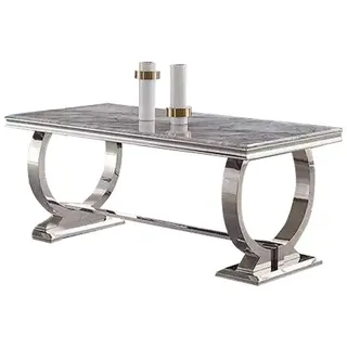 JV moebel Designer Rechteckiger Esstisch 100 x 74 x 100 cm grau/silber