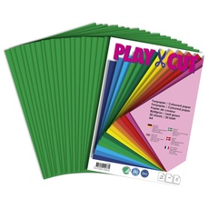 PLAY-CUT Tonpapier A4 Blattgrün (130g/m2) | 20 Bogen Din A4 Papier zum Basteln Drucken | Dickes Bedruckbares Bastelpapier Set und Druckerpapier A4 | Premium Tonzeichenpapier & Craft Paper
