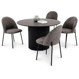 Idimex Essgruppe Vianney , Schwarz , Metall , Mode , Rund , 120x75x120 cm , Esszimmer, Bänke, Tischgruppen & Eckbankgruppen