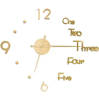 vidaXL 3D-Wanduhr Modernes Design Golden 100 cm XXL - Gold