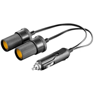 goobay 11766 Auto Zigarettenanzünder Y-Verteiler, 12 V, 0,2m, Auto Adapter, Schwarz
