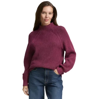 Tom Tailor 1047670 Loose Fit Strickpullover mit Stehkragen, 38881-Red Rib Structure, M