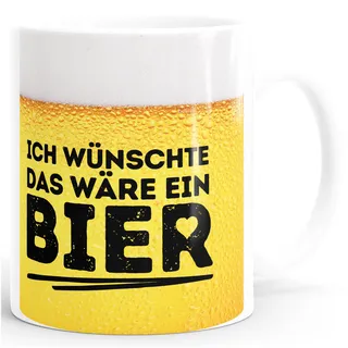 MoonWorks® Kaffee-Tasse Ich wünschte ich wäre ein Bier Spruch Alkohol Geschenke für Männer Papa Bierliebhaber Weiss 11OzFullPrint