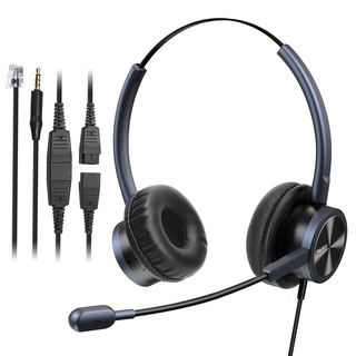 Telefon Headset mit Mikrofon für Cisco Festnetztelefonen, Stereo Office CallCenter Kopfhörer mit RJ9 Klinke für Jabra Cisco 7841 7942 7960 7961 7962 8841, mit 3,5mm Adapter für Handy PC Laptops