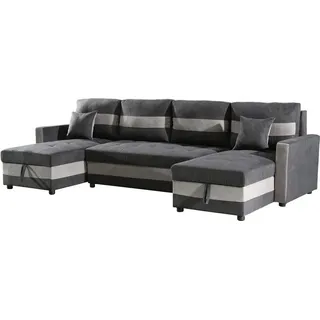 Habitat et Jardin Panorama-Sofa mit Schlaffunktion und Stauraum antoine / 5-Sitzer - Dunkelgrau/Hellgrau - Dunkelgrau, Hellgrau.