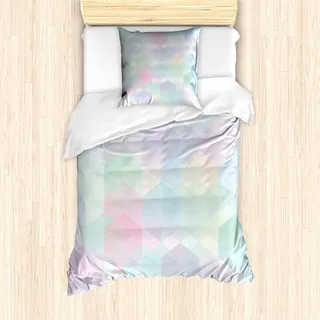 ABAKUHAUS Pastell Mantele, Hexagonal Weiche, Milbensicher Allergiker geeignet mit Kissenbezügen, 135 cm x 200 cm - 80 x 80 cm, Mehrfarbig