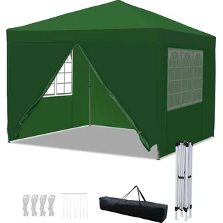 Izrielar 3x3 m Faltpavillon wasserdicht – Pavillon faltbar mit Tragetasche, Gartenzelt & Partyzelt für Garten, Camping & Outdoor, Grün - Grün