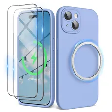 SURPHY für iPhone 15 Plus Hülle Silikon (6,7") kompatibel mit MagSafe mit Displayschutzfolie & Vollständiger Kameraschutz, Handyhülle iPhone 15 Plus Case mit Magnete, Winterblau