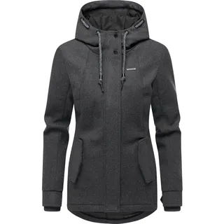 Winterjacke RAGWEAR "Übergangsjacke Monadde Felt YOUMODO", Damen, Gr. 3XL, grau (dunkelgrau), Obermaterial: 100% Polyester PES.  Obermaterial: Futter: 100% Polyester PES. 100% Polyester PES., tailliert Po-bedeckend, hoch geschlossener Ausschnitt, mit Riegel Rippstrickbündchen, Jacken Winterjacke, Wasserfeste warme Jacke mit Kapuze