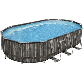 Bestway Pool SET Power Steel 5611R , Schwarz, Dunkelgrau , Metall, Kunststoff , Holz , 366x122x610 cm , RoHS , Freizeit & Co, Pools & Wasserspaß, Pools, Aufstellpools