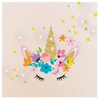 Ambiance Stickers Unicorn Wandtattoos, 50 Sterne und 15 Swarovski-Kristalle DIY Home Decor, abziehbare Aufkleber, wasserdicht und selbstklebende Wandkunst - 30 x 30 cm