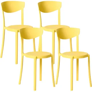 BELIANI Esszimmerstuhl 4er Set Gelb Kunststoff Matt Modern Minimalistisch Esszimmer Wohnküche Flur Diele Indoor Outdoor - Gelb
