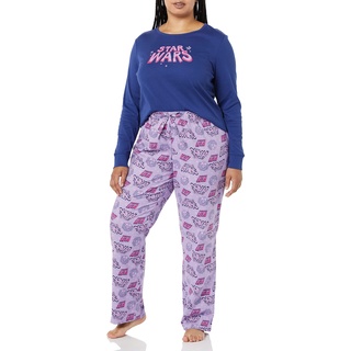 Amazon Essentials Disney | Marvel | Star Wars Damen Schlafanzug-Schlaf-Sets Flanell, Star Wars Logo Leia - Womens, M