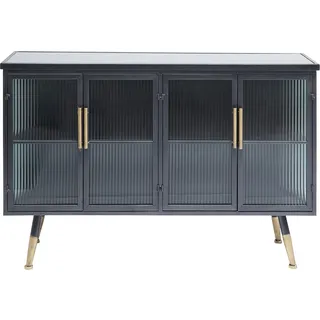 Kare Design Sideboard La Gomera 4 Türen, breite Kommode aus Stahl und Glasfronten, modernes TV-Board mit messingfarbenen Akzenten, weitere Artikel der Serie La Gomera erhältlich (H/B/T) 75x120x35
