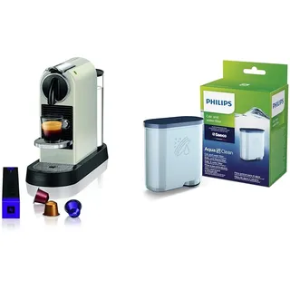 Nespresso De'Longhi EN167.W Citiz Kaffeekapselmaschine & Philips AquaClean Kalk- und Wasserfilter für Espressomaschine, Kein Entkalken bis 5000 Tassen, Doppelpack