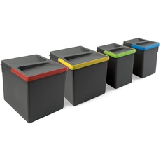 Bild von - Recycle Behälter für Küchenschublade, Höhe 216, 2x12L + 2x6L, Anthrazitgrauer Kunststoff, Kunststoff