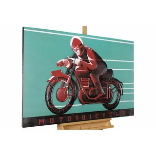 Kunstloft Metallbild Rot 120/80 cm , Blau, Rot , Metall , 7.71x80 cm , Bilder & Rahmen, Bilder, Holz & Metallbilder
