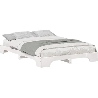 vidaXL Bettrahmen Weiß 140 x 220 cm Massives Kiefernholz