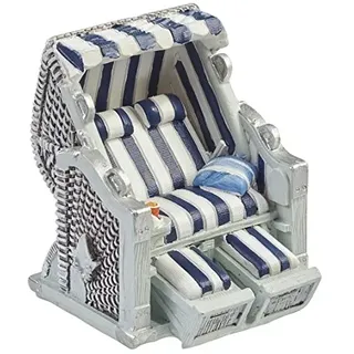 Hobbyfun Mini Strandkorb blau-Weiss 7 cm Figur Deko Urlaub Ferien Ostsee