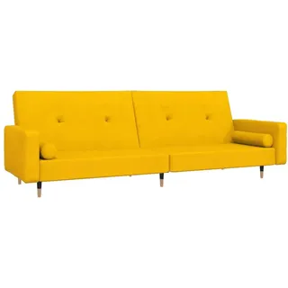 Schlafsofa 2-Sitzer mit 2 Kissen Gelb Samt - Gelb