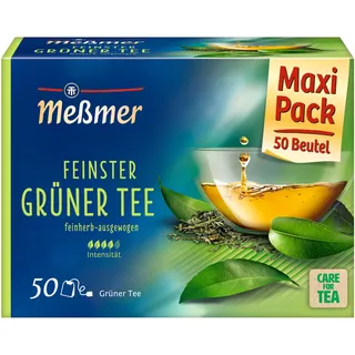 Meßmer Feinster Grüner Tee | Herb-frisch | 50 Teebeutel | Unfermentiert & aromatisch